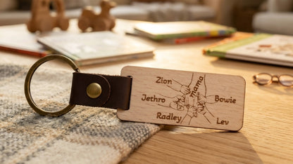 Sleutelhanger voor mama met de namen van de kinderen
