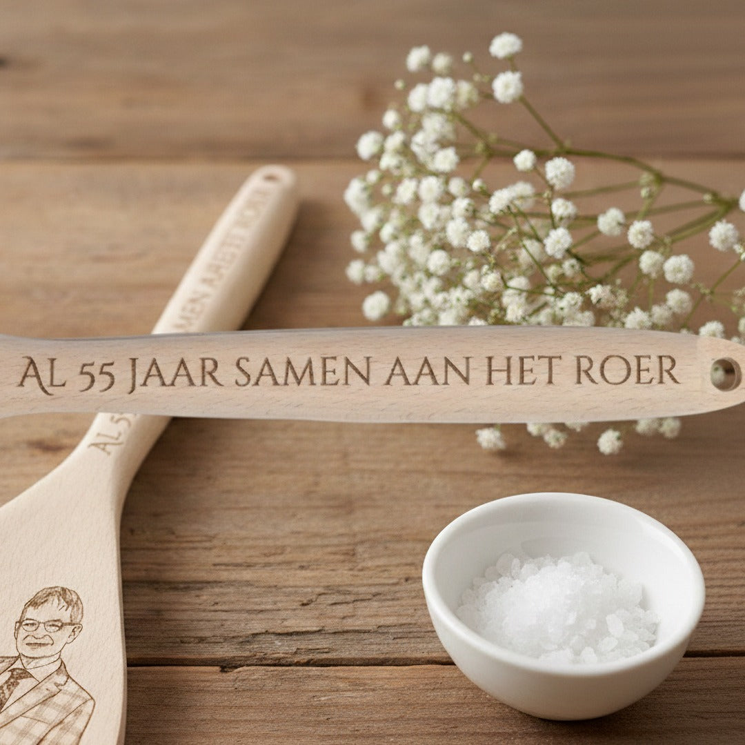 Houten opschep- & roerlepel – met persoonlijke gravure