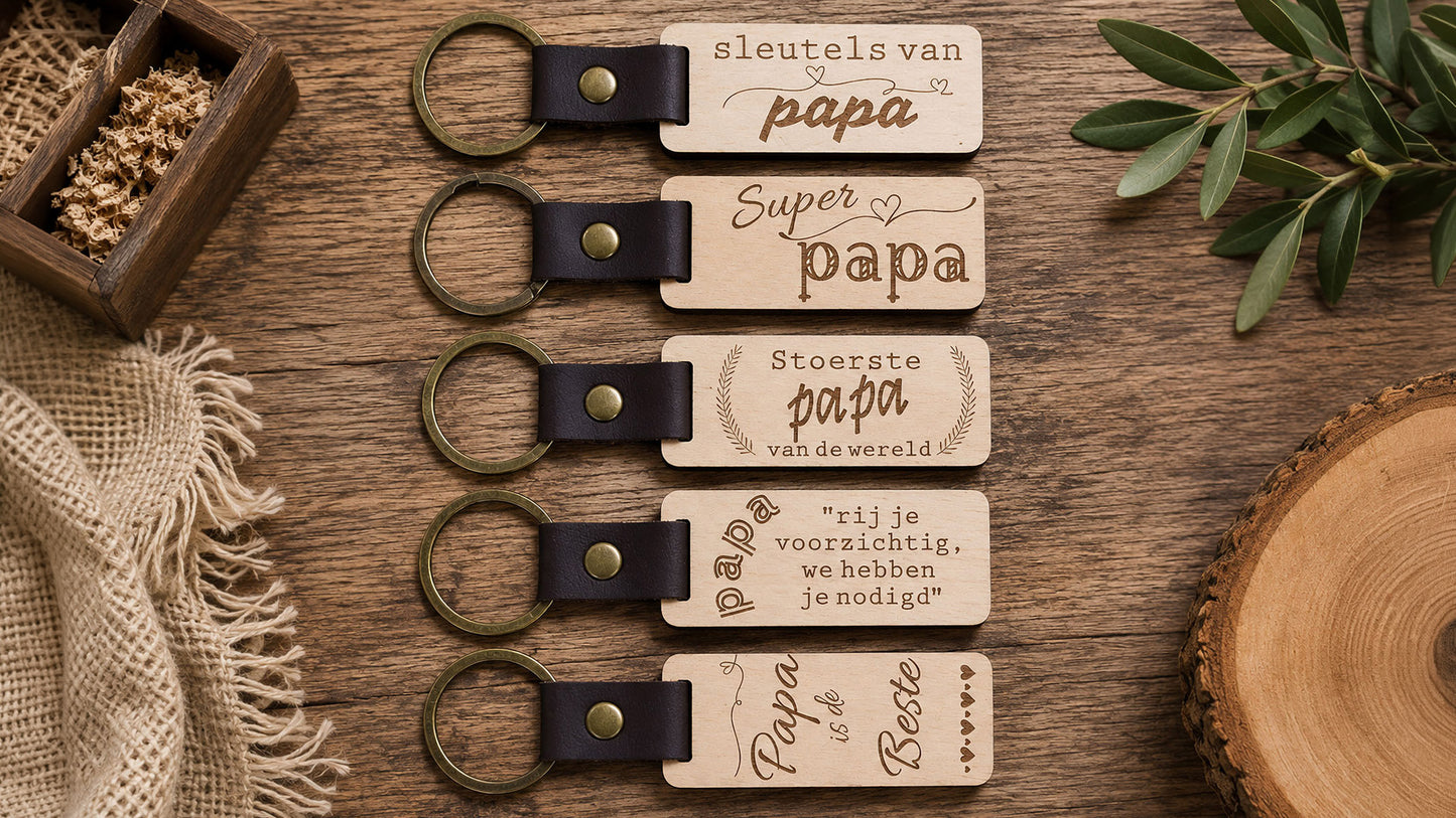 Sleutelhanger Papa met de namen van de kinderen