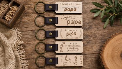 Sleutelhanger Papa met de namen van de kinderen