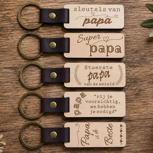Sleutelhanger Papa met de namen van de kinderen