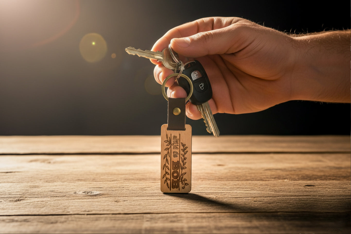 Houten sleutelhanger