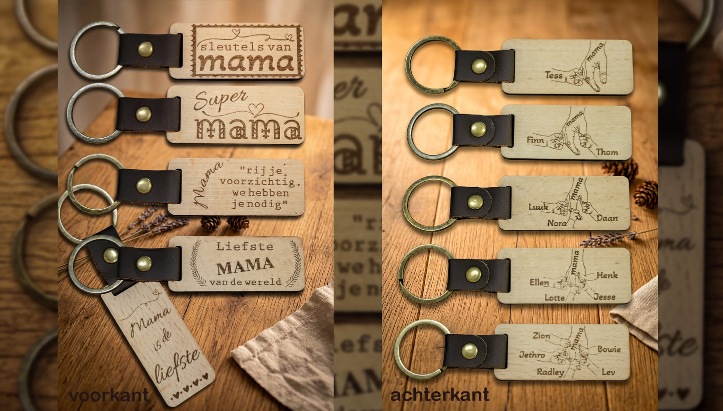 Sleutelhanger voor mama met de namen van de kinderen