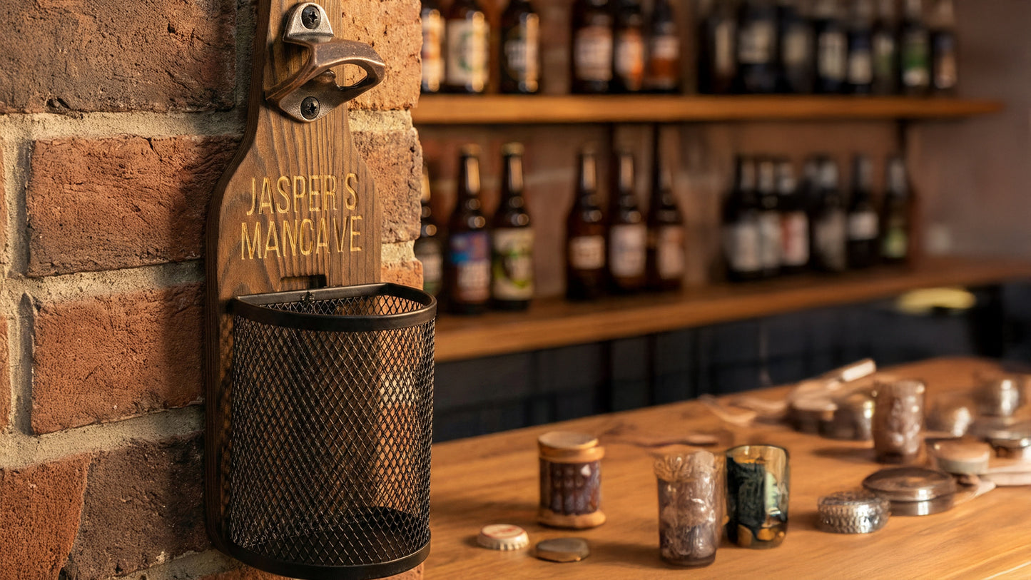 Houten wandbieropener Gepersonaliseerd