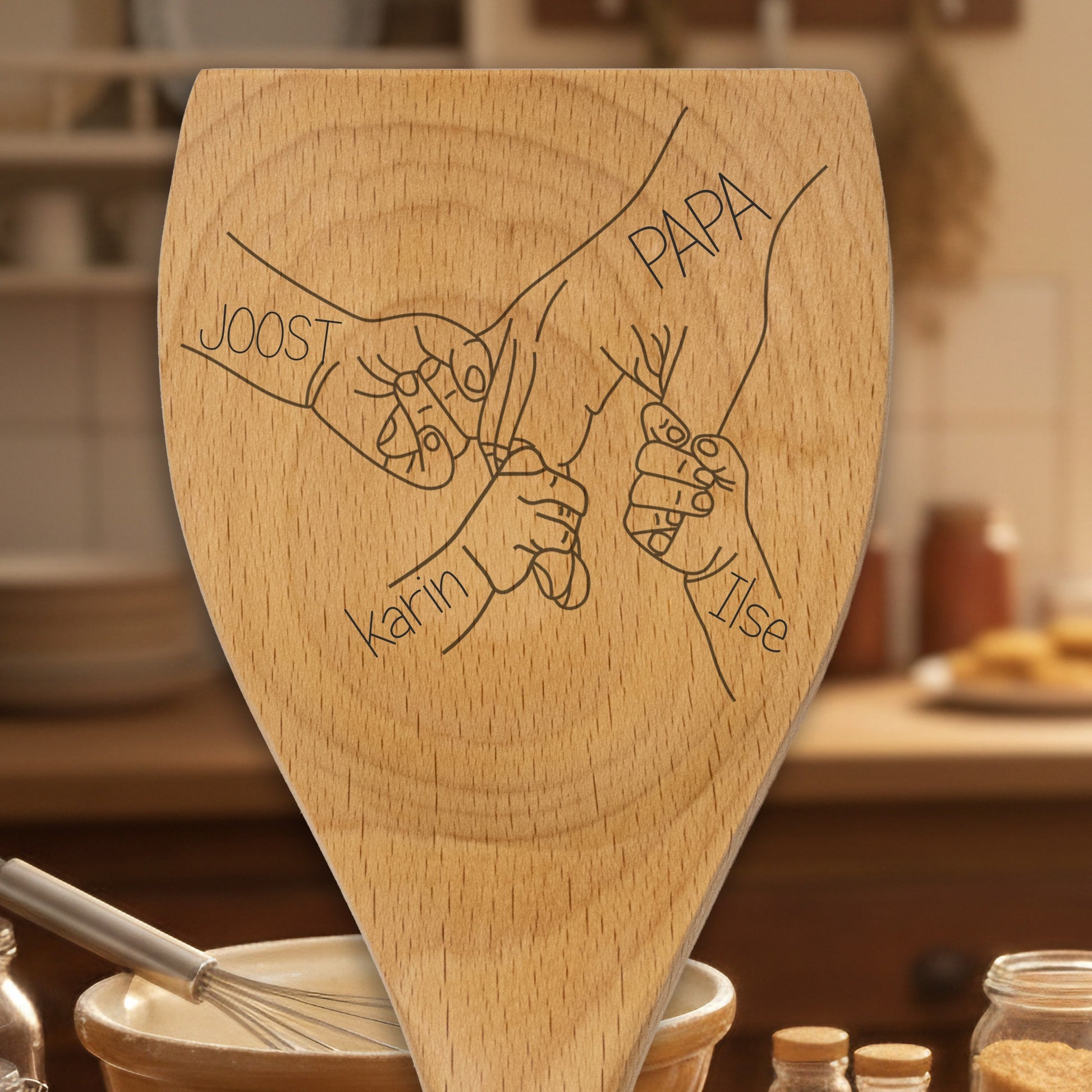 Houten opschep- & roerlepel – met persoonlijke gravure