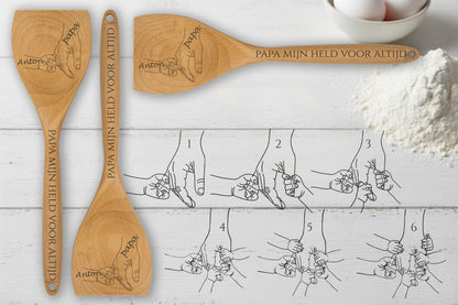 Houten opschep- & roerlepel – met persoonlijke gravure
