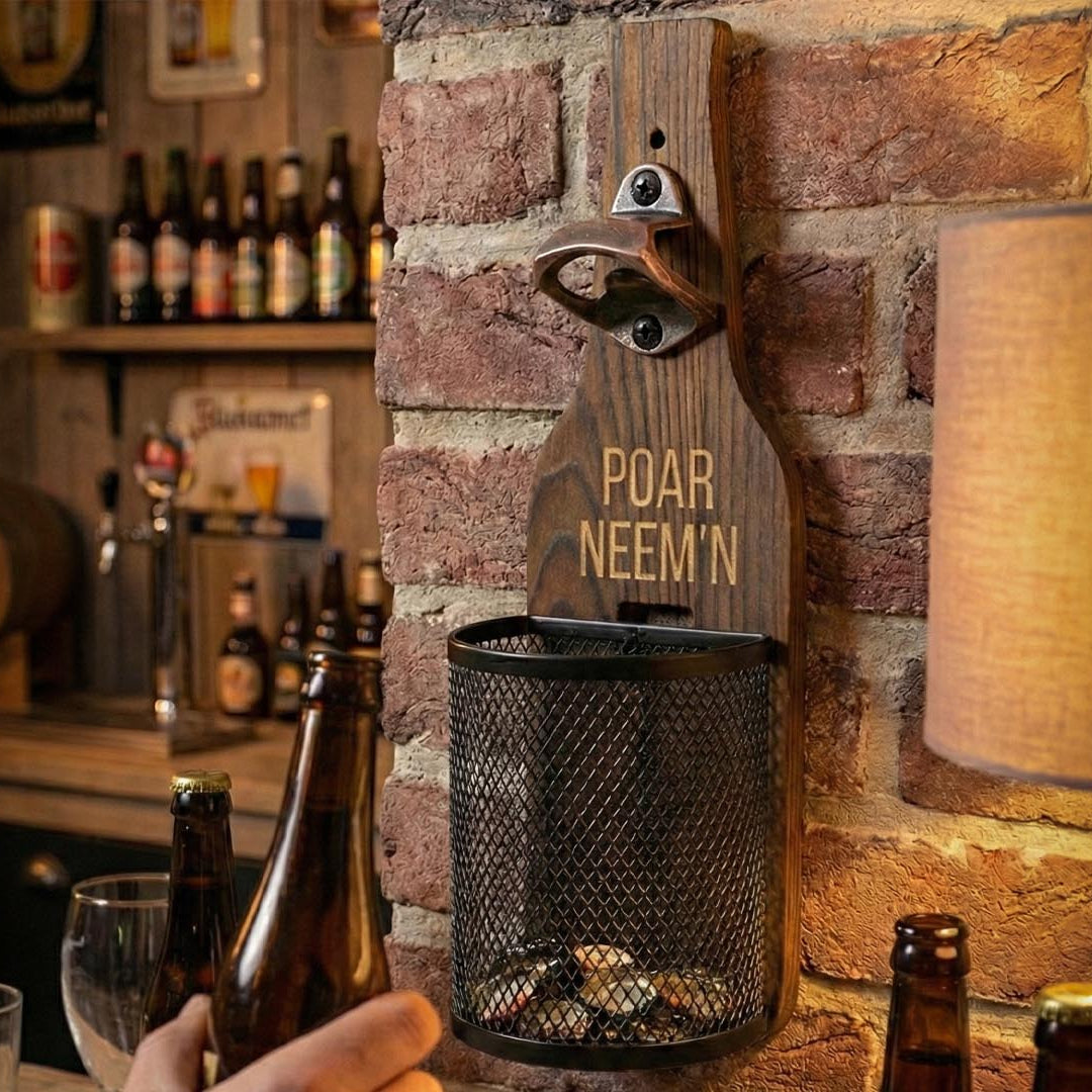 Houten wandbieropener Gepersonaliseerd
