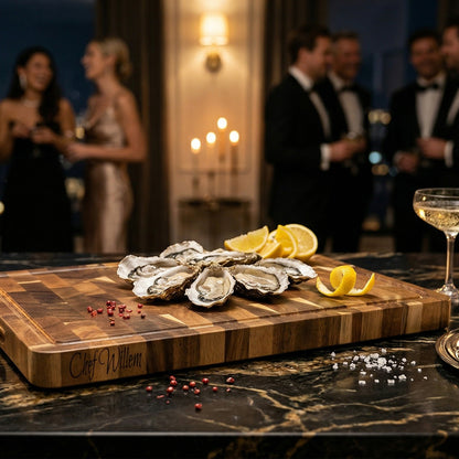 Luxe end-grain snijplank met vochtgroef en handgreep