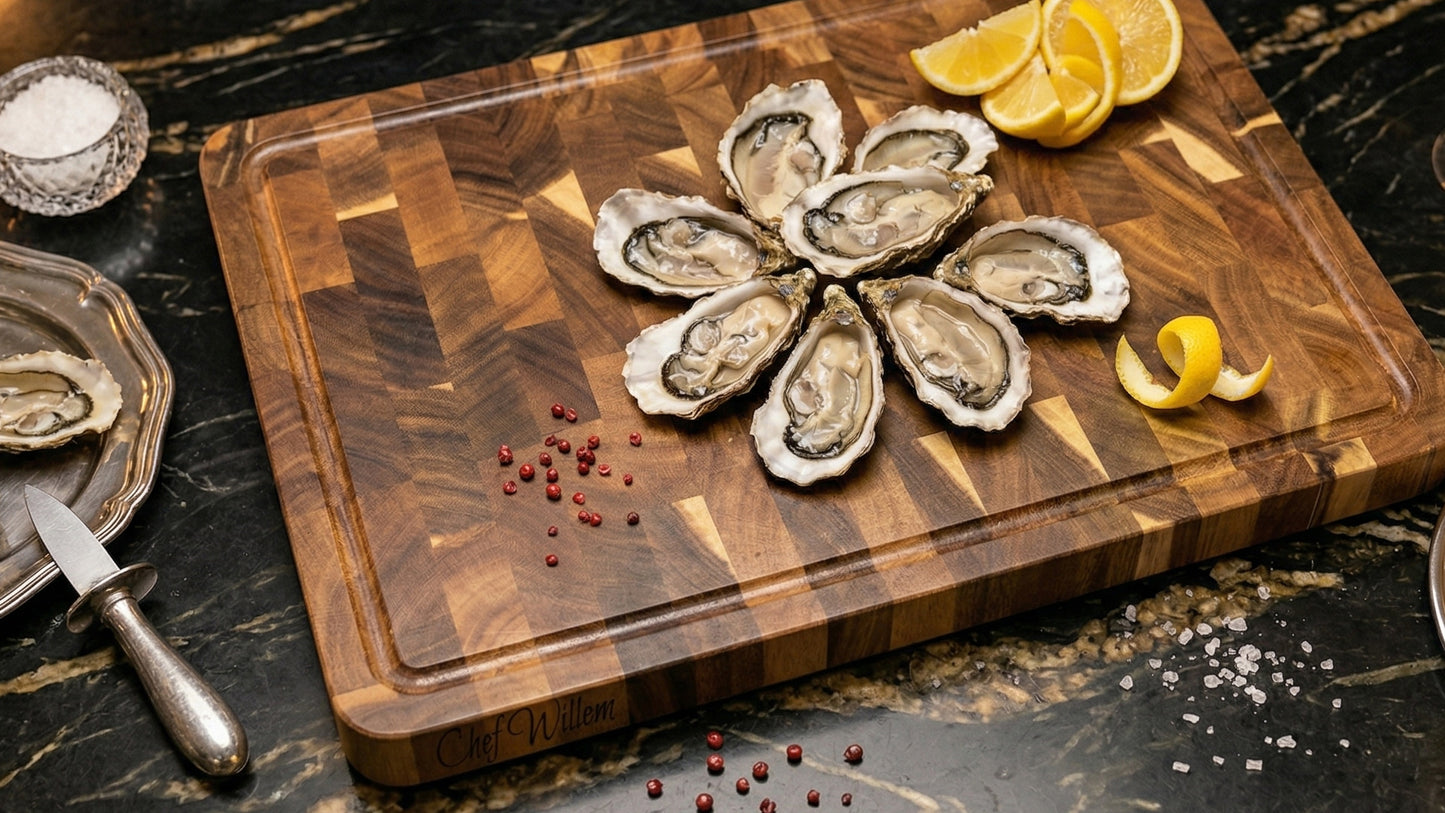 Luxe end-grain snijplank met vochtgroef en handgreep