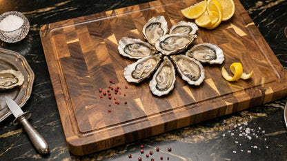 Luxe end-grain snijplank met vochtgroef en handgreep