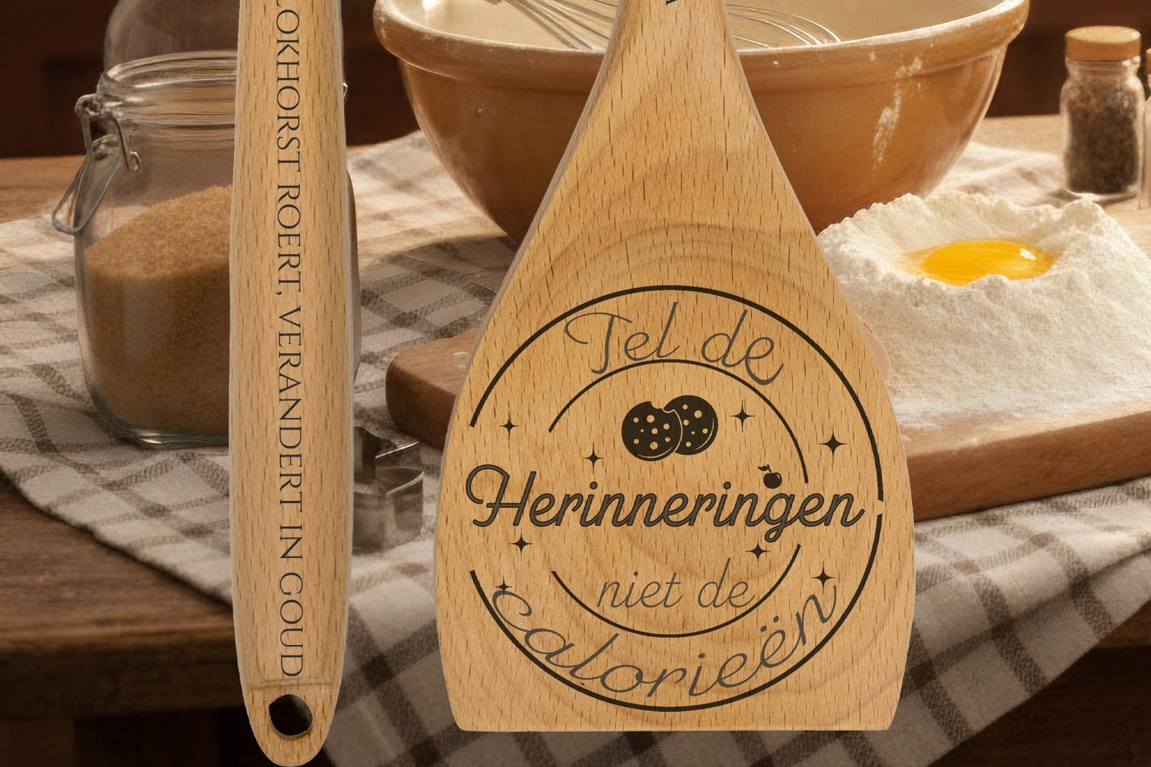 Houten opschep- & roerlepel – met persoonlijke gravure