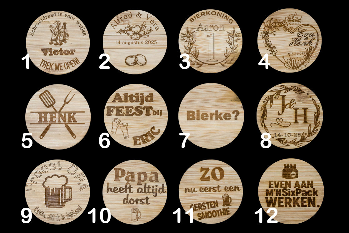 Ronde houten flessenopener