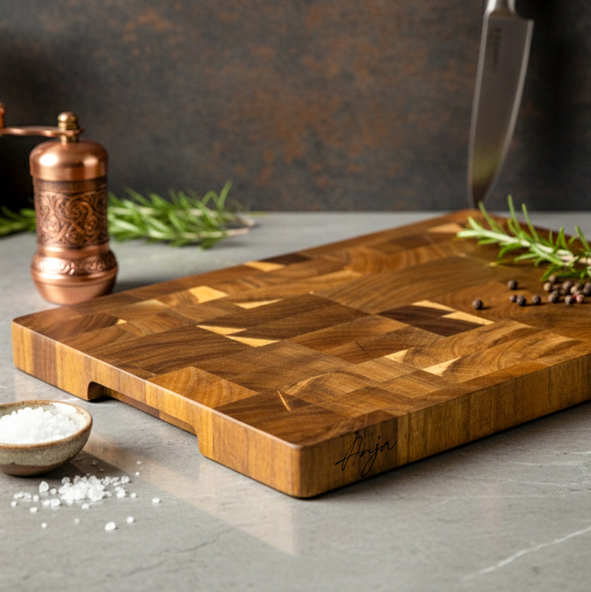 Houten snijplank kopshout met gravering